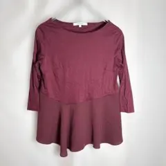 UNTITLED アンタイトル ペプラムカットソー ボルドー ワインレッド 2