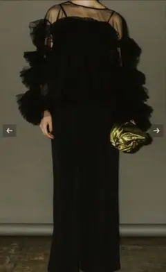 andresd niana フロッキードットパンツドレス オケージョンドレス S