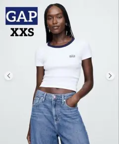 【未使用品】リブクロップド GAPロゴTシャツ　XXS