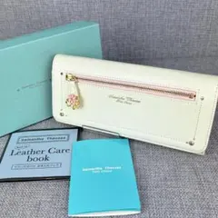 未使用サマンサタバサ★フラップ長財布 L字ファスナー小銭入有 本革 アイボリー