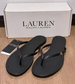 LAURENラルフローレン レザーサンダル　ゴールドロゴ　ブラックのサムネイル