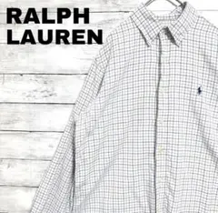 80W US古着ラルフローレン BD長袖シャツ ポニー刺繍 チェックメンズ古着