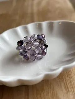 【ビーズリング】パープルのリング