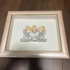 天使のイラスト 立体アート作品 ピンクフレームシャドーボックス
