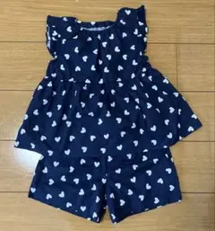 ネイビー ハート柄 トップスとショーツセット