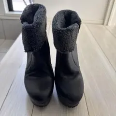 ファー付きレザーブーツ 高ヒールのサムネイル