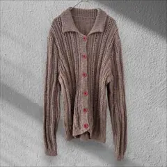 カーディガン 長袖ニット 鍵網 カジュアル 無地 シンプル 伸縮有 美品