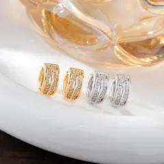 ジルコニア フープピアス ゴールドor シルバー ステンレス