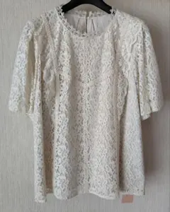 ローズティアラアイボリー レース ブラウス 半袖