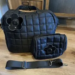 キャリーケース装着可能キルティングボストンバック2wayショルダートラベルポーチ