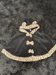 ヒョウ柄フード付きベビーポンチョ 70-90センチ