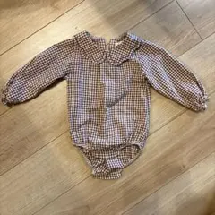 【ZARA】フリル襟のチェック柄ロンパース