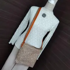 ◤花柄ショルダーバッグ ベージュ　帯リメイク