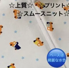 103B☆プリント☆スムースニット☆ ☆ベースは画像より綺麗な水色☆トラック☆