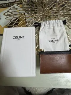 セリーヌ モノグラム パターン ベージュ 赤茶色 長財布 カードケース 