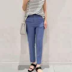 リネンライクハイウエストテーパードパンツ
