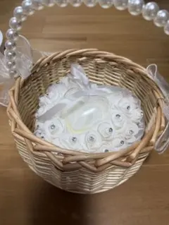 リングピロー 花装飾付き バスケット