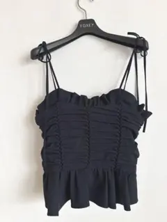 【SNIDEL】ギャザーフリルキャミトップス ブラック 美シルエット♡