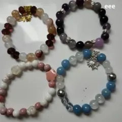 天然石ビーズガラスビーズブレスレット 4点セット