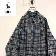 超人気❗️ラルフローレン　ワンポイントロゴシャツ　XXL90s刺繍古着希少レア長袖