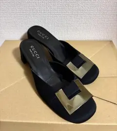 美品 上品 GUCCI ミュール パンプス グリッター サテン
