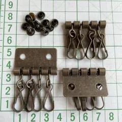 （284AG×3） 4連キーケース金具　カシメ付　アンティークゴールド　3セット