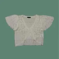 森ガール 平成 ホワイト レース編み カーディガン
