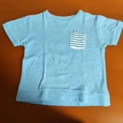 ストライプポケット付き水色Tシャツ110〜 120
