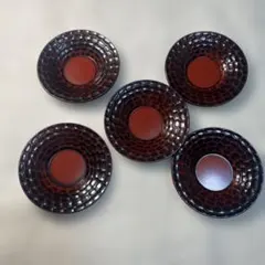 赤と黒の茶托 5枚セット