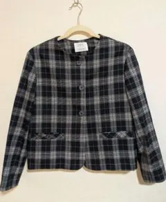 ZARA チェック柄 ノーカラージャケット 　サイズ164