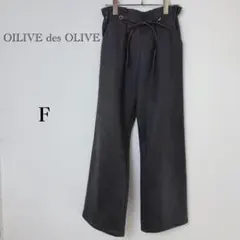 オリーブデオリーブ ワイドパンツ F 黒 フェイクスエード ウエストゴムのサムネイル