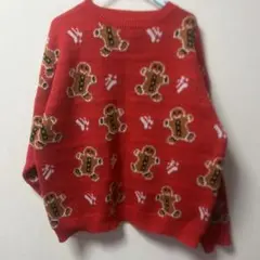 ジンジャーブレッドマン柄 赤 ニットセーター クリスマス