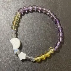 最終値下げ‼️夜空イメージ星と月シェルアメジストなど天然石ブレスレット