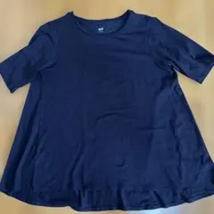 UNIQLO M ネイビー 五分袖 Tシャツ