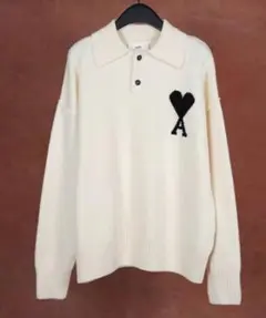 AMI Paris ポロニット クリーム色 Mサイズ