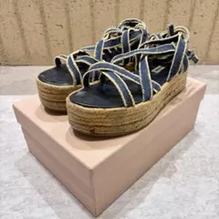 MIU MIU ミュウミュウ デニム レースアップ サンダル エスパドリーユのサムネイル