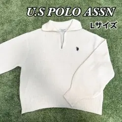 U.S. POLO ASSN. アイボリー ジップアップセーター L