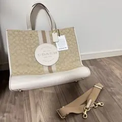 COACH トートバッグ ベージュ/ホワイト