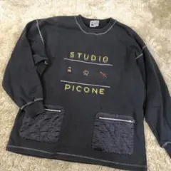 PICONE 刺繍＆キルティングポケット スウェットトレーナー 日本製