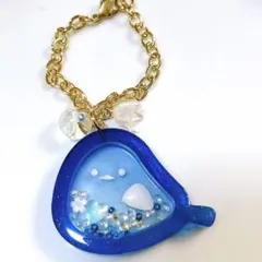 ★レジン シェイカーキーホルダー★青い鳥 シャカシャカ バッグチャーム シンプル