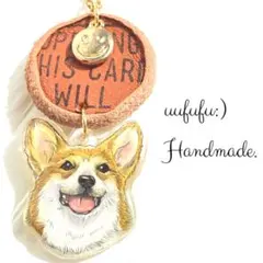 iseyanohumi⭐様　Happy smileコーギーさん革タグのネックレス