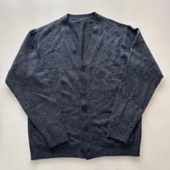ウール100% ダークグレー カーディガン Lサイズ