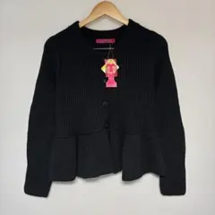 【新品】 ドーリーガールバイアナスイ　リブ編み　ペプラムカーディガン　ブラックのサムネイル