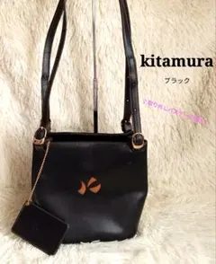 kitamura キタムラ ハンドバッグ ショルダーバッグ ブラック パスケース