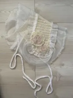 なるとのふりふりヘッドドレス ハンドメイド ロリータ オフホワイト 原宿 天使