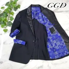 美品　GGD 七分袖　サテンラペル　テーラードジャケット　春　黒　L