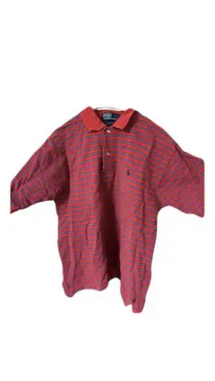 Polo by Ralph Lauren 半袖ポロシャツ M 赤/青ストライプ