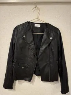 PLST ブラック ライダースジャケット