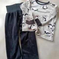 フリースパジャマ 90cm　裏起毛　腹巻き付き　トップス　パンツ