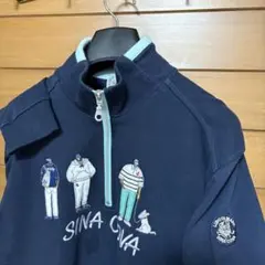美品サイズL/日本製SINA COVA豪華ワッペン刺繍/ハーフJIPトレーナー